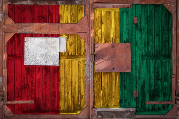 Close Portão Antigo Armazém Com Bandeira Nacional Guiné Conceito Guiné — Fotografia de Stock