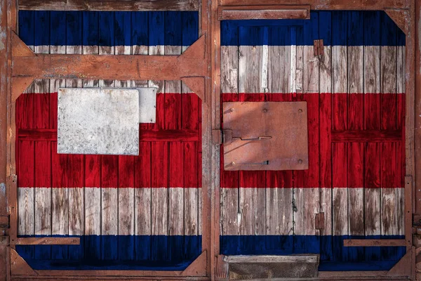 Close Portão Antigo Armazém Com Bandeira Nacional Costa Rica Conceito — Fotografia de Stock