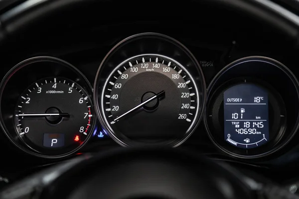 Novosibirsk Rusland Maart 2019 Mazda Sluiten Omhoog Van Het Dashboard — Stockfoto