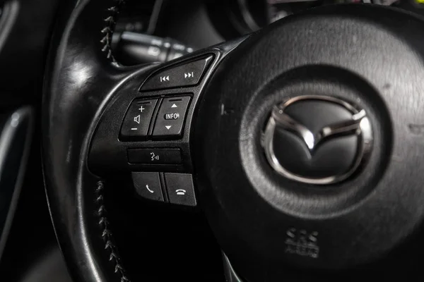 Novosibirsk Russia March 2019 Mazda Close Multiwheel Phone Setting Volume — Stock Photo, Image