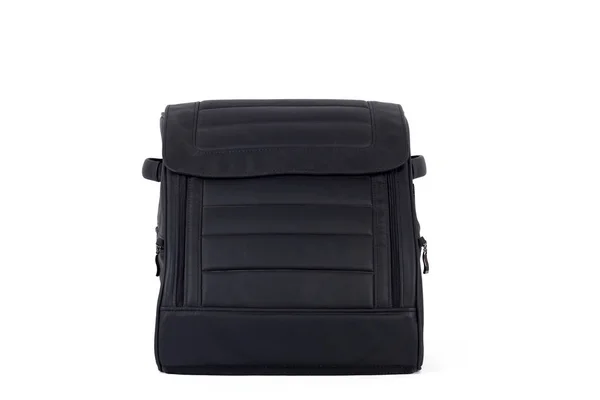 Siyah Deri Çanta Şeyler Depolamak Bir Arabanın Bagajında Bir Beyaz — Stok fotoğraf