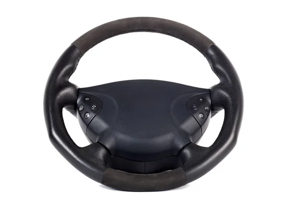 Close Black Handmade Multifunction Wheel Made Genuine Leather Phone Control — Stock Photo, Image