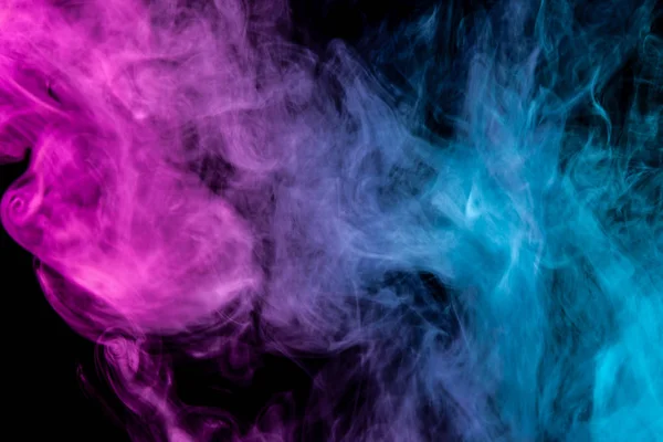 Arte Abstrata Cor Rosa Azul Fumaça Sobre Fundo Isolado Preto — Fotografia de Stock