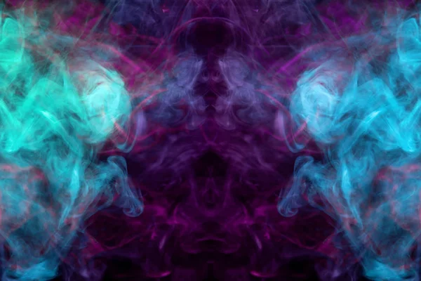 Dense Multicolored Smoke Blue Purple Colors Form Skull Monster Dragon — Stock Photo, Image