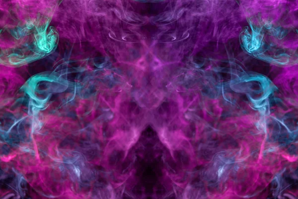 Dense Multicolored Smoke Blue Purple Colors Form Skull Monster Dragon — Stock Photo, Image