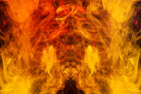 Cloud Yellow Orange Smoke Form Skull Monster Dragon Black Isolated — Stock Photo, Image