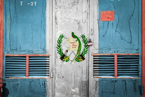 Закри Старий Склад Ворота Національний Прапор Гватемали Концепція Гватемала Експортно — стокове фото