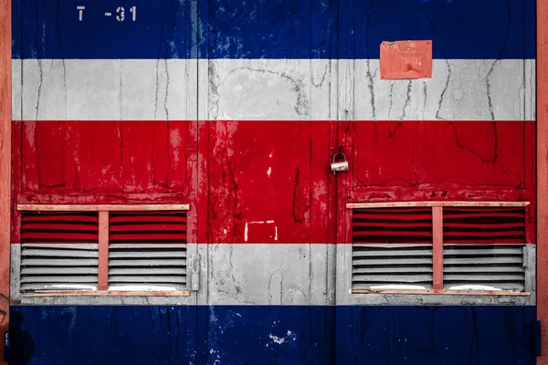 Закри Старий Склад Ворота Національний Прапор Коста Ріки Концепція Коста — стокове фото