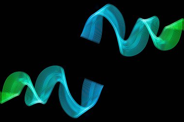 Geçiş satır deseni parlayan gökkuşağı mavi ve pembe neon soyut. Renkli neon parlayan ışık şekiller koyu arka plan