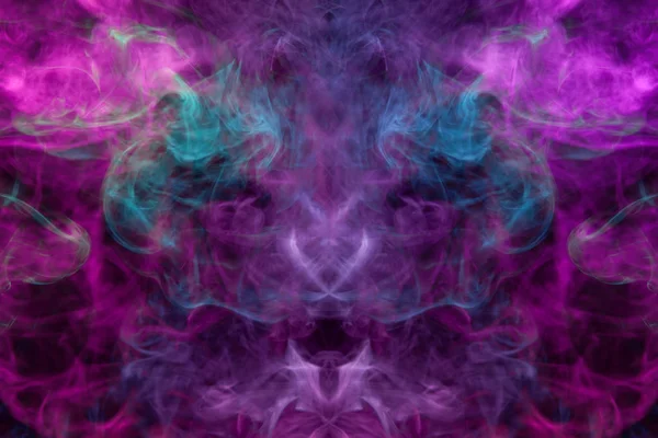 Fluffy Puffs Fumaça Azul Rosa Nevoeiro Forma Crânio Monstro Dragão — Fotografia de Stock