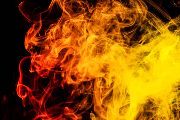 Colorful Orange Yellow Smoke Black Isolated Background Background Smoke Vape — Stock Photo, Image