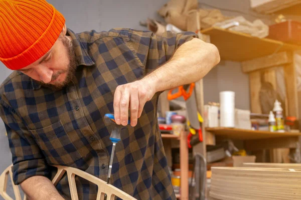 Concetti Riparazione Domestica Vicino Falegnameria Artigianale Mani Cabinet Maker Foratura — Foto Stock