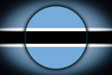 Botsvana yuvarlak bir düğme şeklinde ulusal bayrak yansıma ışık ve gölge ile. Bir daire şeklinde bayrak. Ülke simgesi.