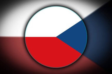 Yuvarlak bir düğme şeklinde çek ulusal bayrak yansıma ışık ve gölge ile. Bir daire şeklinde bayrak. Ülke simgesi.