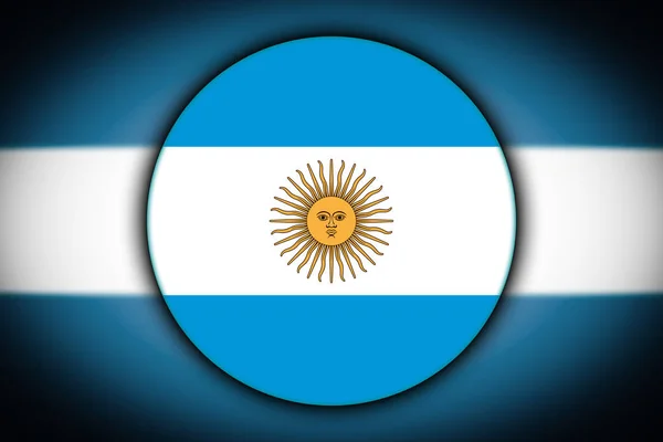 Die Argentinische Nationalflagge Form Eines Runden Knopfes Mit Reflexion Von — Stockfoto