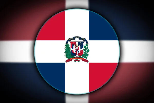 Bandera Nacional República Dominicana Forma Botón Redondo Con Reflejo Luz — Foto de Stock