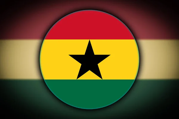 National Flag Ghana Form Button Reflection Light Shadow Flag Shape — Stock Photo, Image