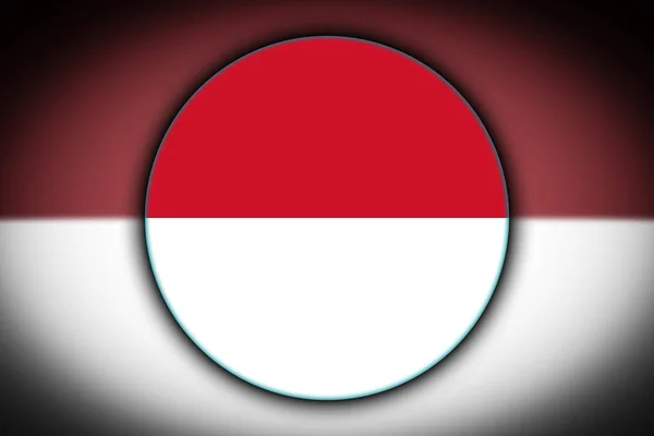 Nemzeti Zászló Indonézia Egy Kerek Gomb Formájában Fény Árnyék Tükörképe — Stock Fotó