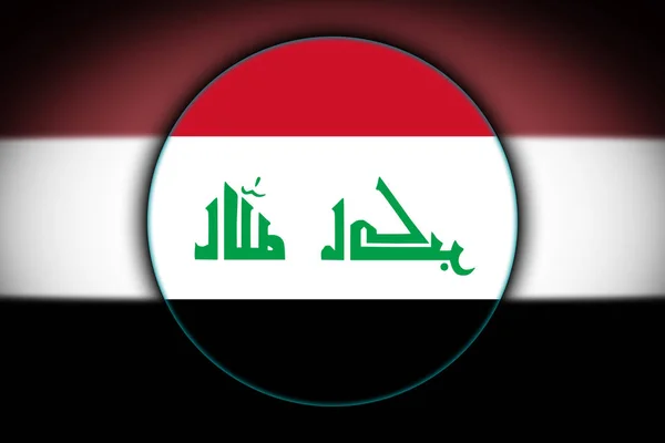 Flaga Narodowa Iraku Formie Okrągły Przycisk Odbiciem Światła Cienia Flaga — Zdjęcie stockowe