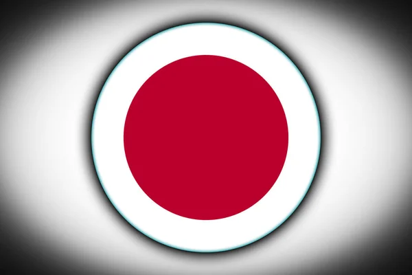 The national flag of Japan in the form of a round button with the reflection of light and shadow. Flag in the shape of a circle. Country icon.
