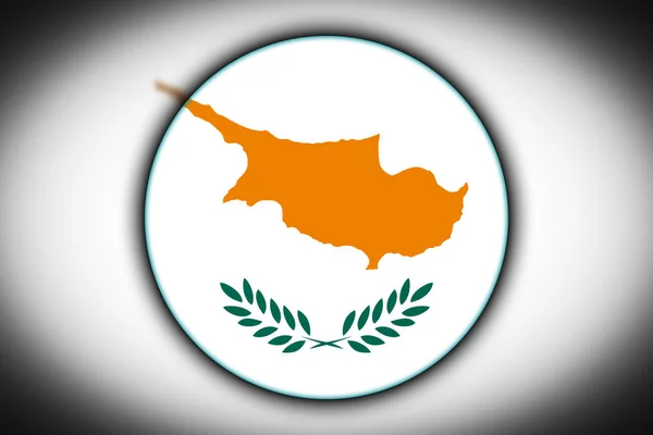 Государственный Флаг Кипра Виде Круглой Кнопки Отражением Света Тени Флаг — стоковое фото