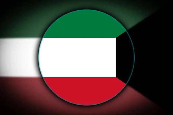 Εθνική Σημαία Του Κουβέιτ Μορφή Της Ένα Στρογγυλό Κουμπί Την — Φωτογραφία Αρχείου