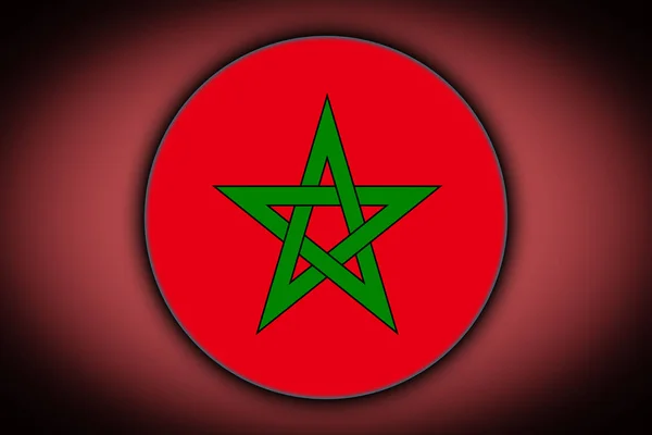 Bandera Nacional Marruecos Forma Botón Redondo Con Reflejo Luz Sombra — Foto de Stock