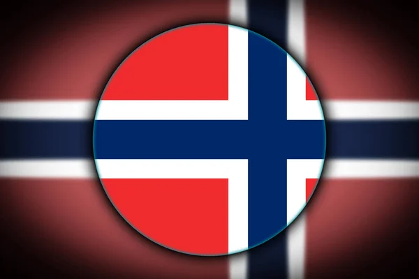 Státní Vlajka Norska Podobě Kulaté Tlačítko Odrazem Světla Stínu Vlajka — Stock fotografie