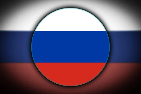 Національний Прапор Росії Вигляді Кругла Кнопка Відбиття Світла Тіні Прапор — стокове фото