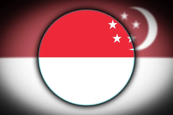 Nationale Vlag Van Singapore Vorm Van Een Ronde Knop Met — Stockfoto