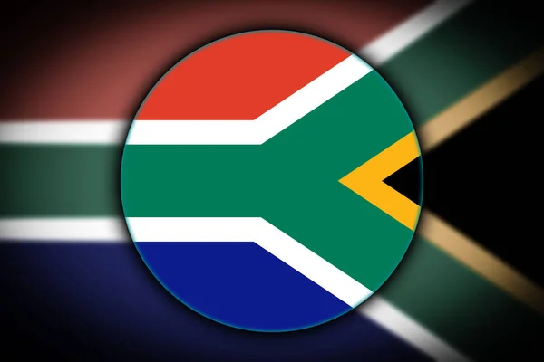 Güney Afrika Cumhuriyeti Yuvarlak Bir Düğme Şeklinde Ulusal Bayrak Yansıma — Stok fotoğraf