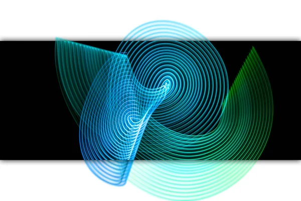 Абстрактный Фрактальный Фон Зеленые Синие Линии Черном Фоне — стоковое фото