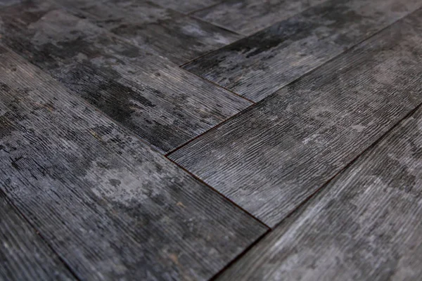 Modern Vinyl Floor Old Wood Imitation Close New Gray Flooring — Stock Photo, Image