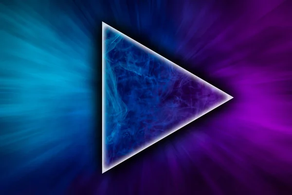 Цвет Тумана Ярко Розовым Голубым Гелем Форме Треугольника Темном Фоне — стоковое фото
