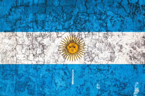 Національний Прапор Аргентини Фоні Старої Стіни Покривається Лупиться Фарбою Символ — стокове фото