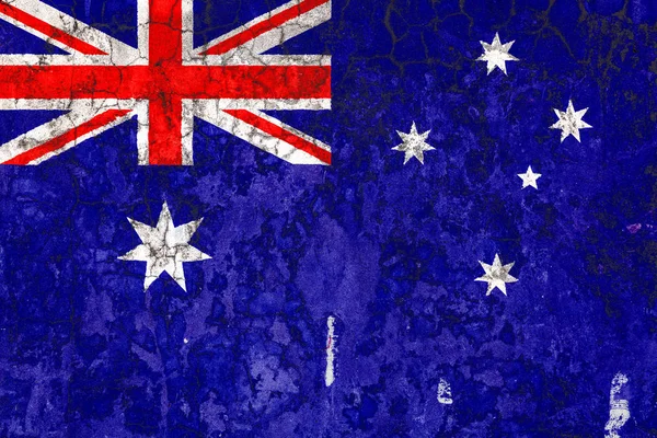 National Flag Australia Background Old Wall Covered Peeling Paint Concept — Stock Photo, Image