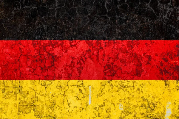 Государственный Флаг Германии Фоне Старой Стены Покрытой Пилинговой Краской Символ — стоковое фото