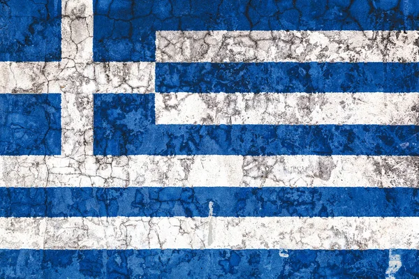 Bandera Nacional Grecia Fondo Vieja Pared Cubierta Con Pintura Que — Foto de Stock