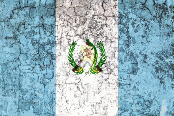Bandeira Nacional Guatemala Fundo Antiga Parede Coberta Com Tinta Descascada — Fotografia de Stock