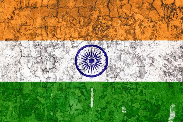 Nationale Vlag Van India Achtergrond Van Oude Muur Bedekt Met — Stockfoto