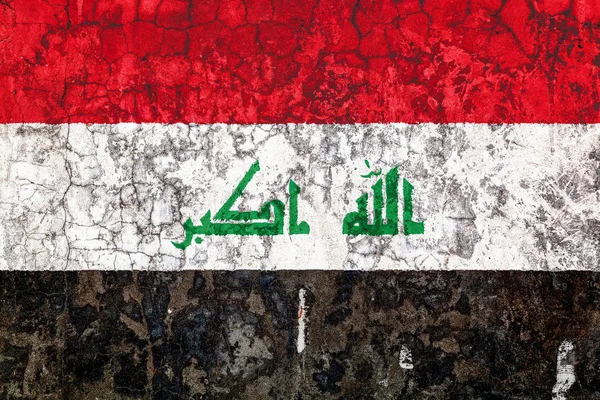 Nationale Vlag Van Irak Achtergrond Van Oude Muur Bedekt Met — Stockfoto