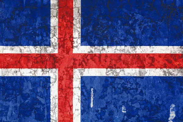 Bandera Nacional Islandia Fondo Vieja Pared Cubierta Con Pintura Pelada —  Fotos de Stock