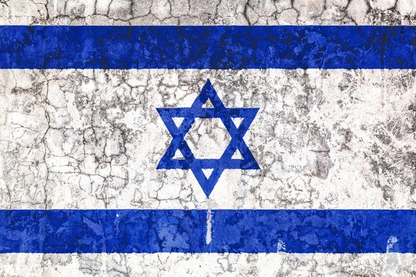 Die Israel Nationalflagge Auf Dem Hintergrund Der Alten Mauer Die — Stockfoto