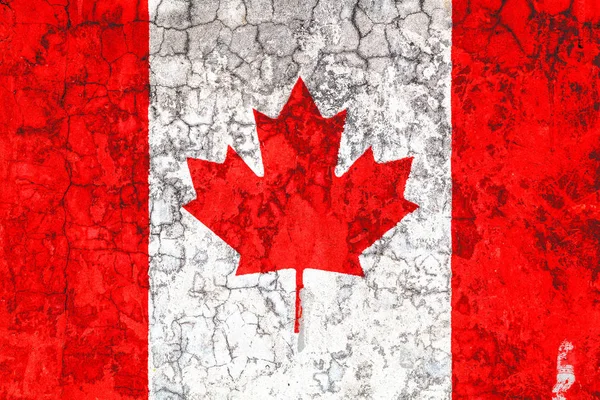 Bandera Nacional Canadá Fondo Vieja Pared Cubierta Con Pintura Pelada —  Fotos de Stock