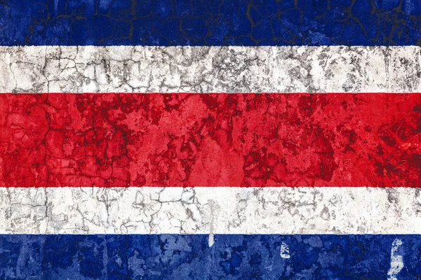 Bandera Nacional Costa Rica Fondo Vieja Pared Cubierta Con Pintura —  Fotos de Stock