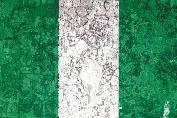 Bandera Nacional Nigeria Fondo Vieja Pared Cubierta Con Pintura Pelada — Foto de Stock