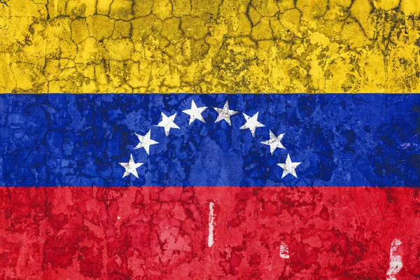 Narodowa Flaga Wenezueli Tle Starej Ściany Pokryte Peeling Farby Koncepcja — Zdjęcie stockowe