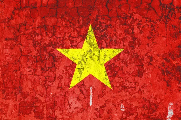 Bendera Nasional Vietnam Latar Belakang Dinding Tua Ditutupi Dengan Cat — Stok Foto
