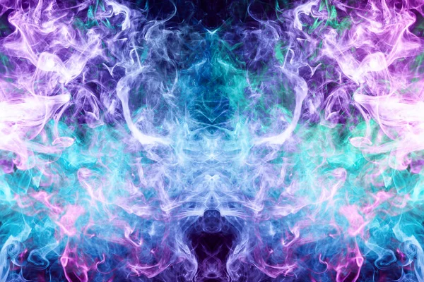 Fluffy Puffs Fumaça Azul Roxo Nevoeiro Forma Crânio Monstro Dragão — Fotografia de Stock