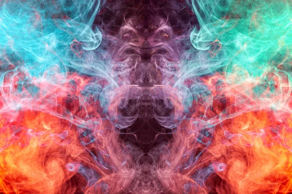 Thick Colorful Smoke Blue Red Form Skull Monster Dragon Black — Stock Photo, Image